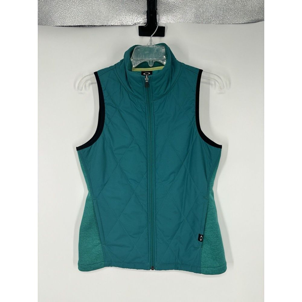 Oakley Quilted Windbreaker Turquoise‎ Full Zip Up Vest Softshell Cute Size Small